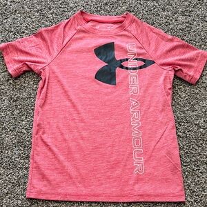Under Armour Heathered Red Tee with Black Logo